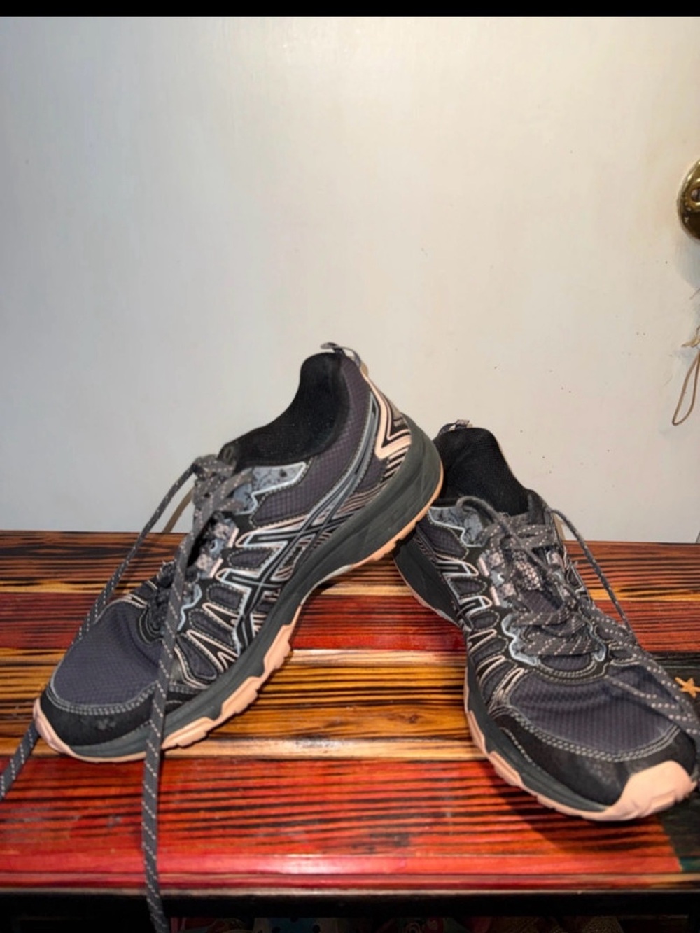 Asics Black and Pink Women's Athletic Running Shoes